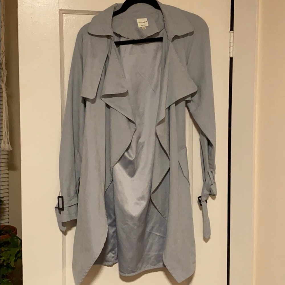 Baby blue waterfall coat